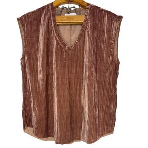 DEAR JOHN DENIM Yanis Velvet Crinkled Praline Velvet Top in Praline Size: S